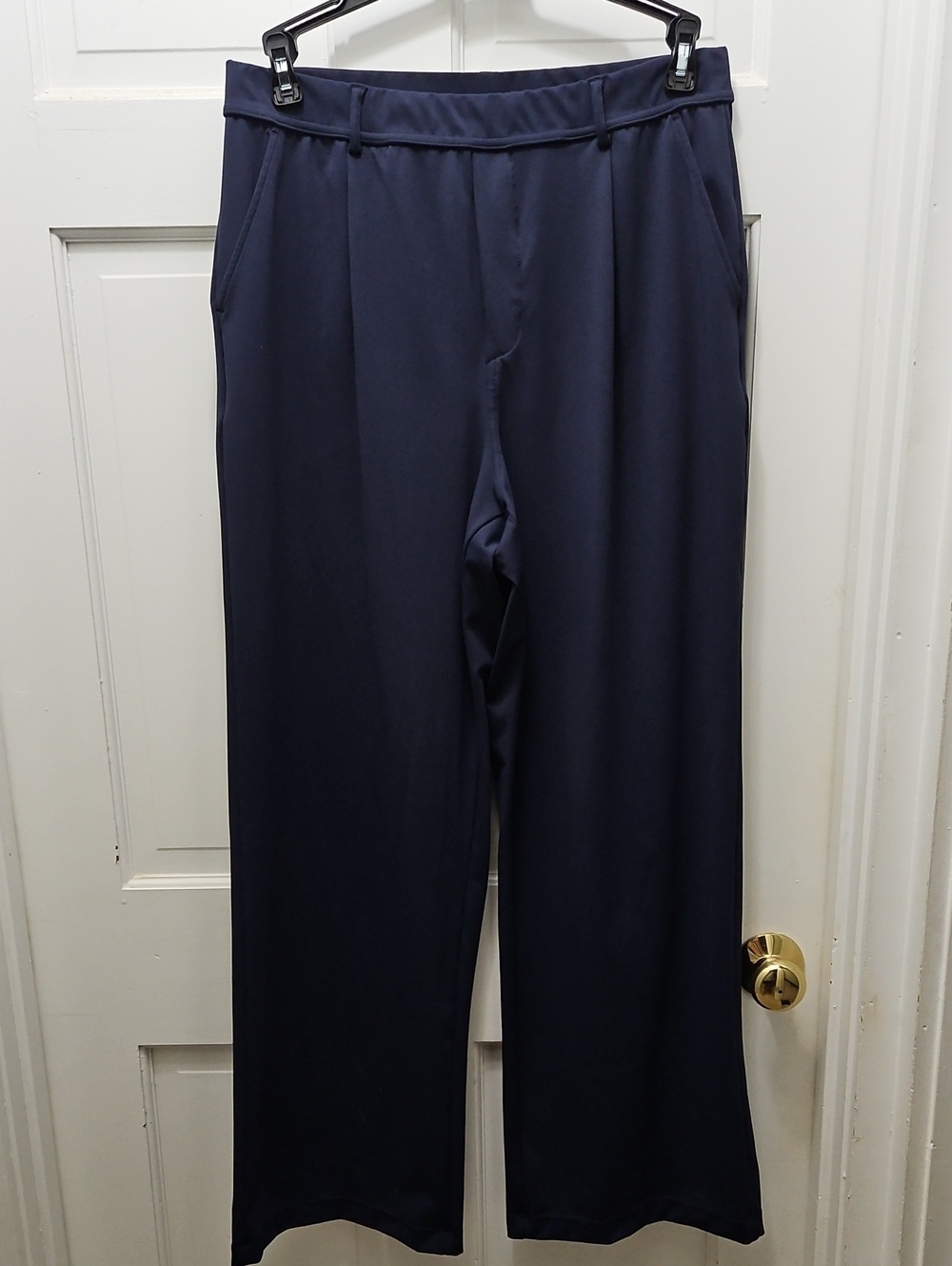 Women's Navy Straight-Leg Dress Pants- L